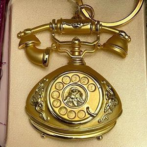 Telephone Keychain-Goldtone